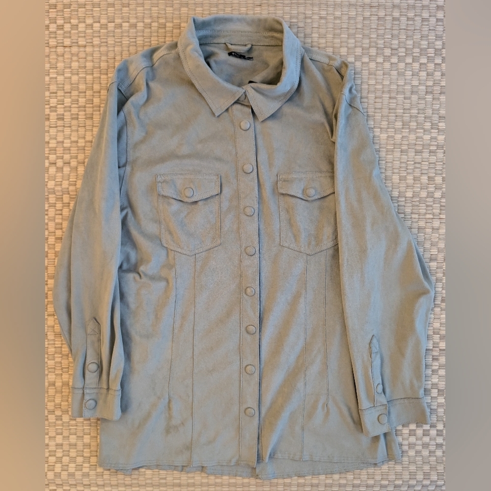 Le Lis Blanc Suede Button Up Shirt Meige Women's Size 44